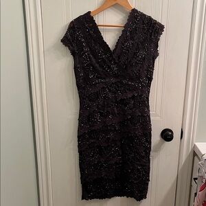 LeChateau grey Lace Midi Dress